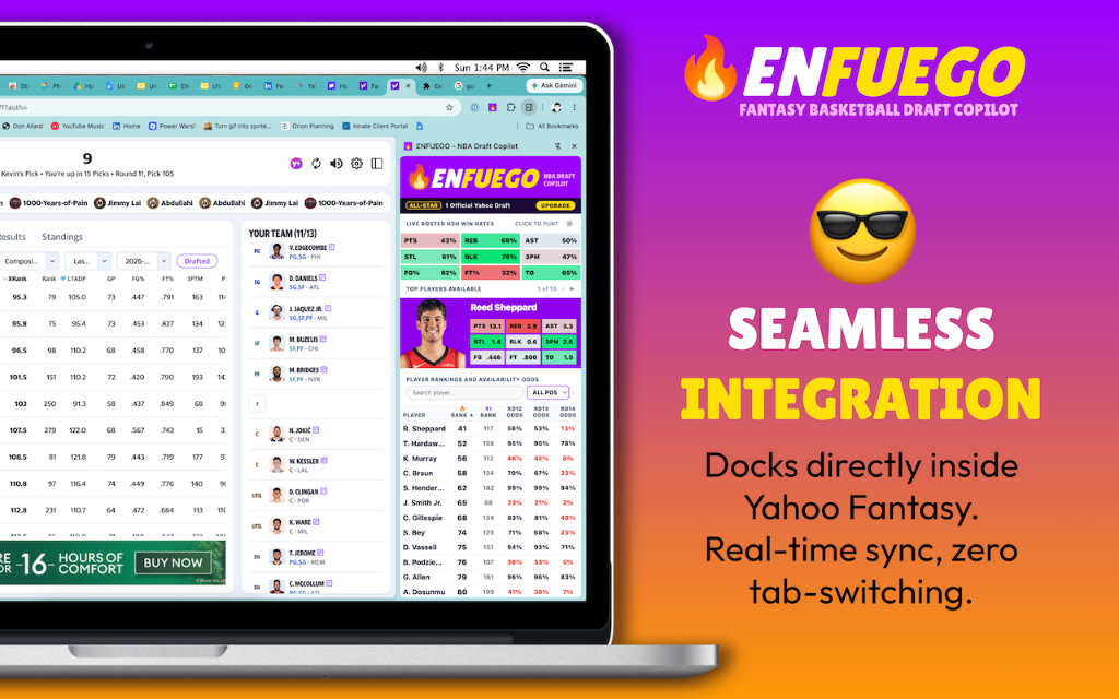 ENFUEGO Yahoo Fantasy Basketball Draft Assistant Chrome Extension